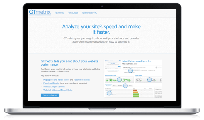 Narzędzie online do analizowania szybkości strony GTmetrix