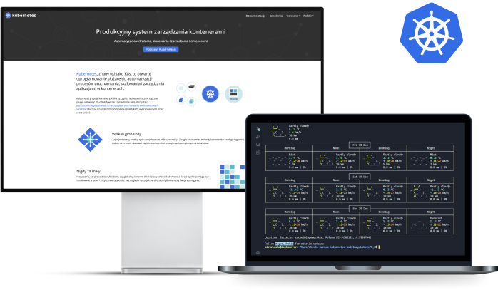 Kubernetes jako narzędzie do automatyzacji procesów uruchamiana i zarządzania aplikacjami w oparciu o konteneryzację.