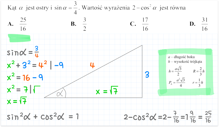 poznaj najważniejsze wzory trygonometryczne i naucz się rozwiązywać zadania maturalne z trygonometrii i planimetrii