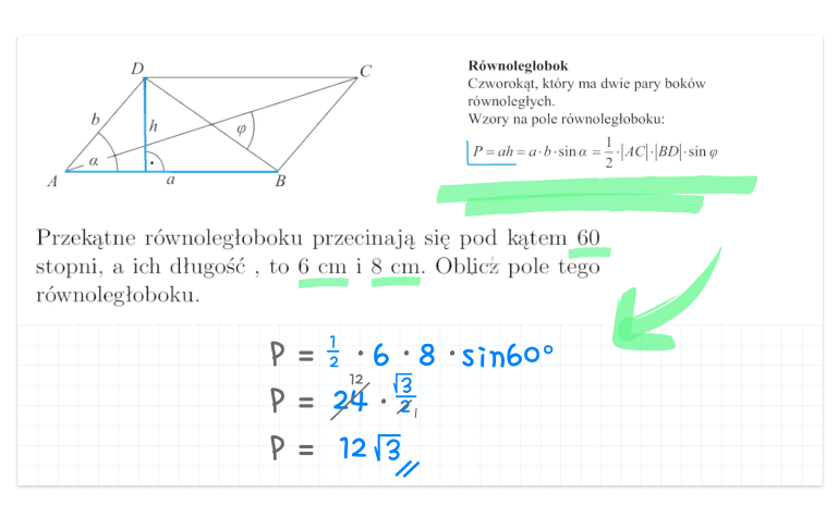 Naucz się obliczać pola, wysokości i obwody różnych figur: kwadratów, równoległoboków, rombów, trapezów