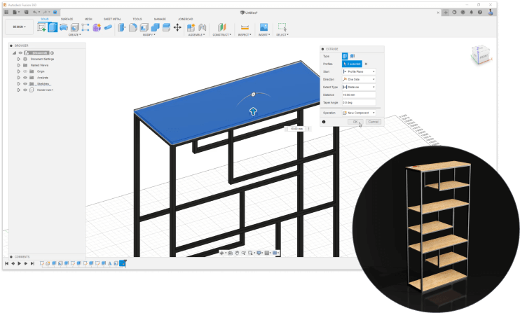 Opanuj Autodesk Fusion 360 i stwórz własny projekt wraz z dokumentacją techniczną i fotorealistyczną wizualizacją 3D