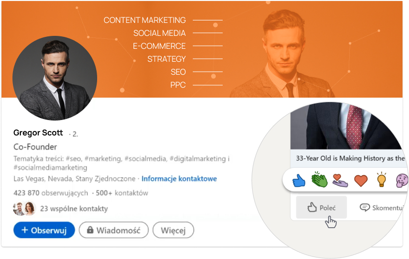 Profil osobisty na LinkedIn jako narzędzie budujące wizerunek i przyciągające właściwych odbiorców.