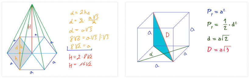 Własności i zależności w bryłach geometrii przestrzennej.