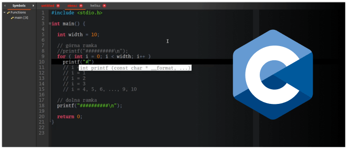 Edytor Geany jako środowisko do pisania programów w języku C.