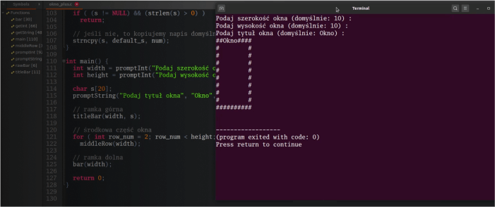 Program konsolowy rysujący prostokąt.