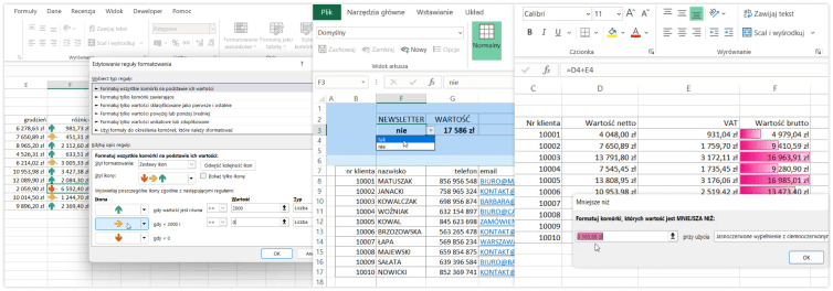 Wyodrębnianie danych według swoich własnych warunków dzięki formatowaniu warunkowemu.