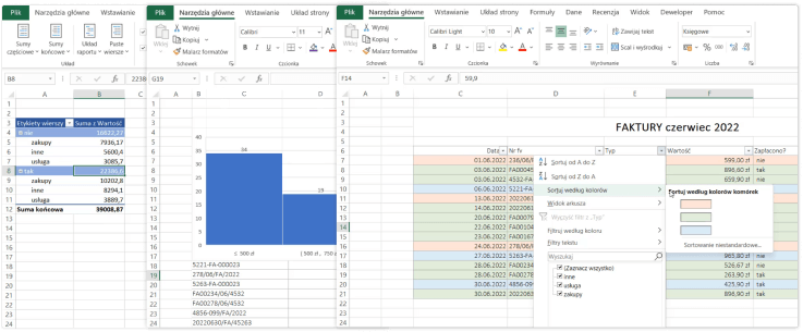 Formatowanie warunkowe - wyróżenienie danych.