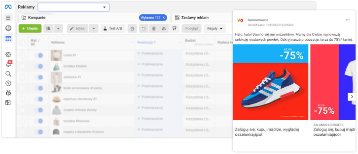 Oferty sprzedaży w Google i na Facebooku.