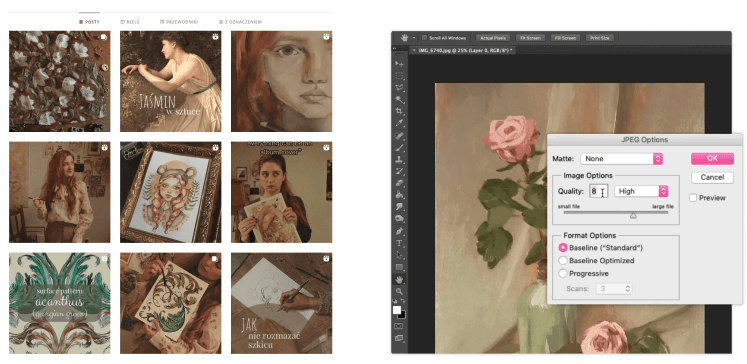 Werniksowanie obrazów i obróbka dzieł w programie Photoshop.