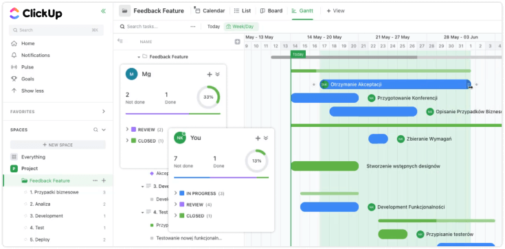 tworzenie projektu w ClickUp.