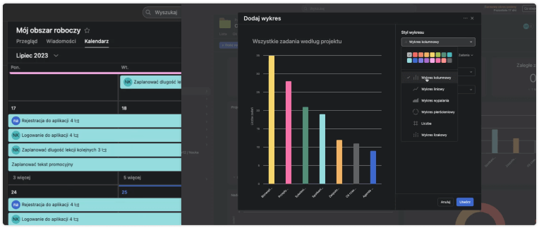 Funkcjonalności Asana.