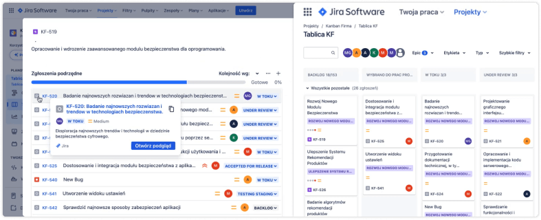 Zarządzanie systemem Jira.