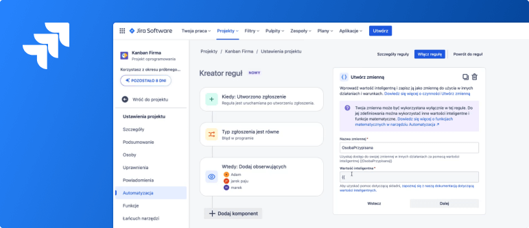 Zarządzanie systemem Jira.