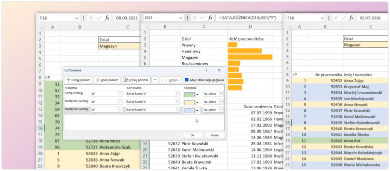 Bazy danych w Excelu.