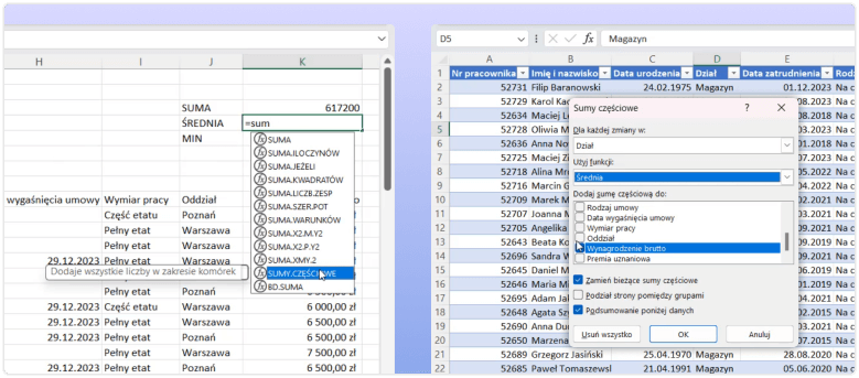 Bazy danych w Excelu.