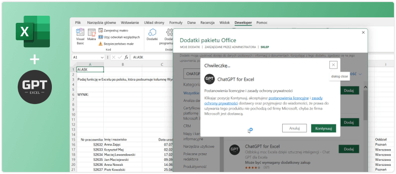 Bazy danych w Excelu.