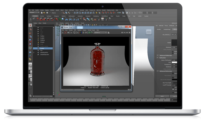 Realistyczne szkło z użyciem Mental Ray Maya - materiał Mental Ray