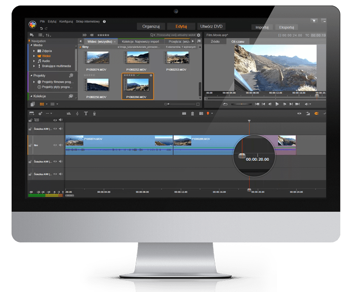 Montaż filmów - praca na osi czasu
