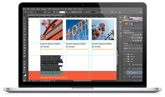 Photoshop - Cięcie layoutu