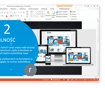 Praca z tekstem w programie PowerPoint 2013 Formatowanie akapitów i kształtów