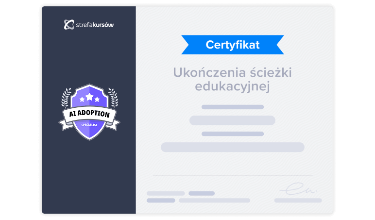 Przykładowy certyfikat ścieżki Specjalista ds. wdrożeń AI